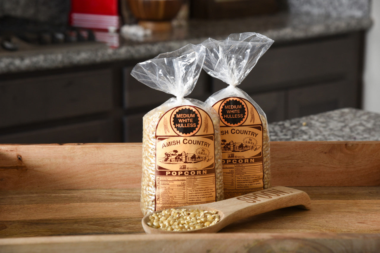 Medium White Hulless Popcorn 2Lbs Bag